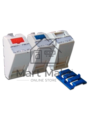 Вставка 22.5x45 на 1 кейстоун, угловая, со шторкой, маркировкой и иконками, белая