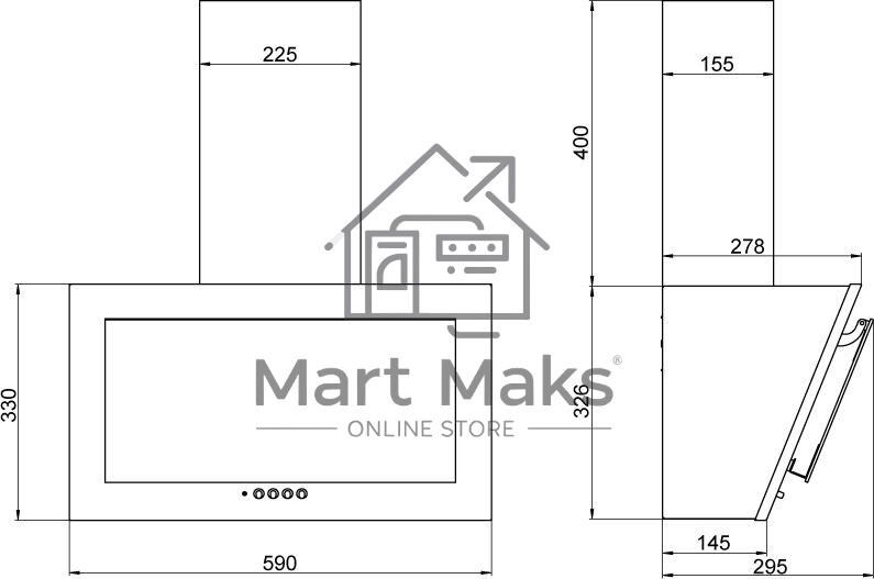Вытяжка наклонная Elikor Коралл 60П-430-К3Д чёрный, 60 см, 430 м³/ч, 35 дБ