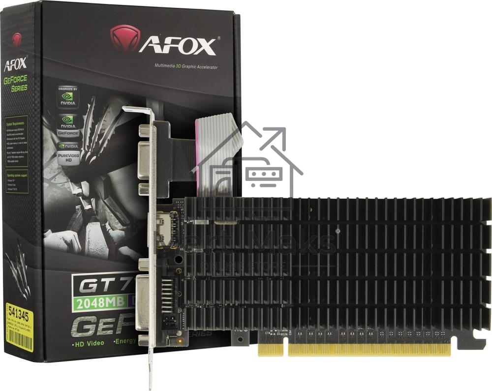 Видеокарта AFOX NVIDIA GeForce GT710 2GB DDR3 64BIT DVI HDMI VGA LP RTL
