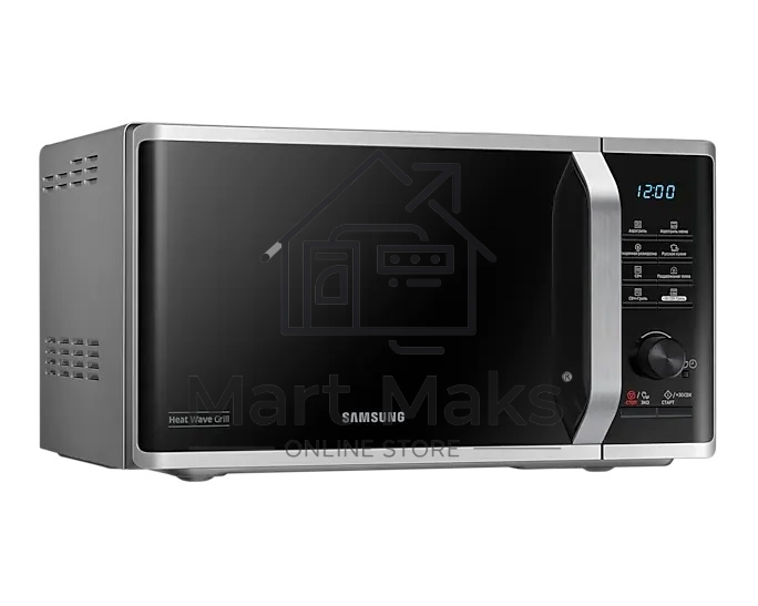 Микроволновая печь Samsung MG-23K3575AS черный /серебристый, 23 л, 800 Вт, переключатели - кнопки/поворотный механизм