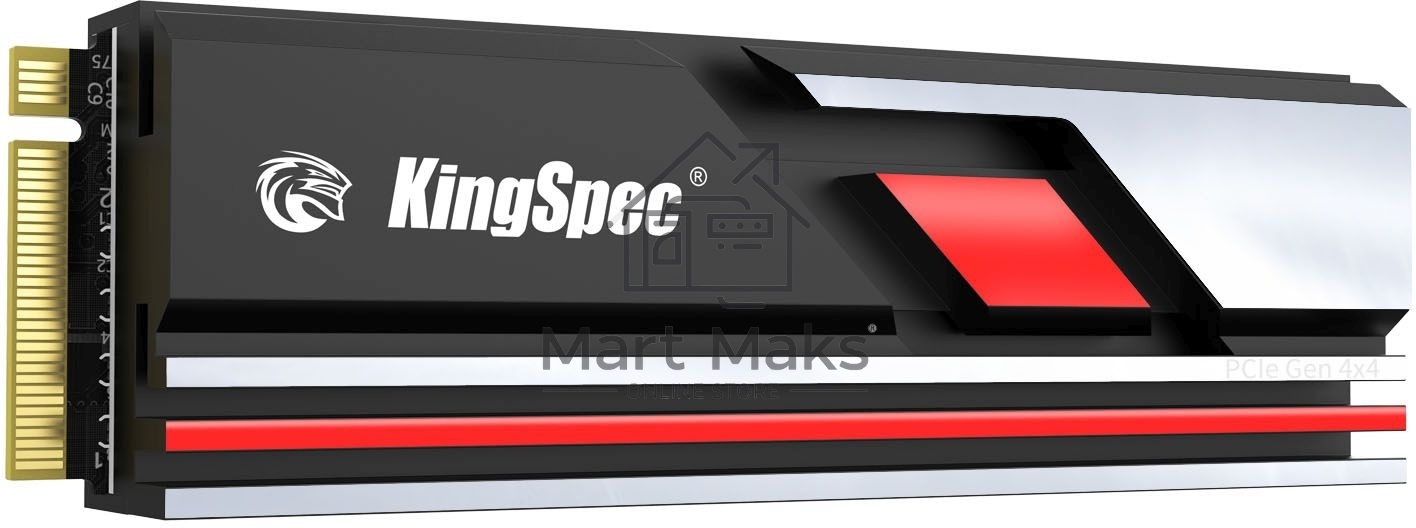 Накопитель SSD KingSpec XG7000 XG7000-1TB PRO, 1024GB, PCIe 4.0 x4, M.2 2280, NVMe, R/W 7400/6600, с радиатором