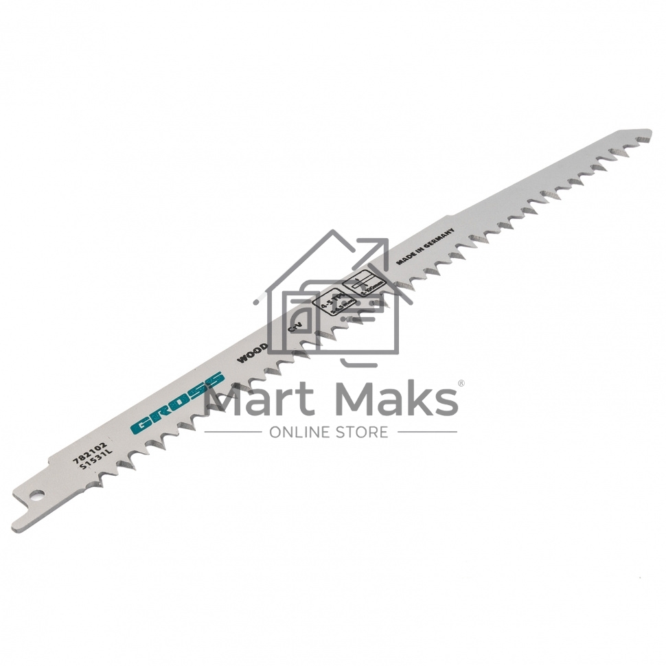 Полотна по дереву для сабельной пилы 4052 - S1531L, 210 x 5-6,5 мм, фигур. рез, 2 шт Gross