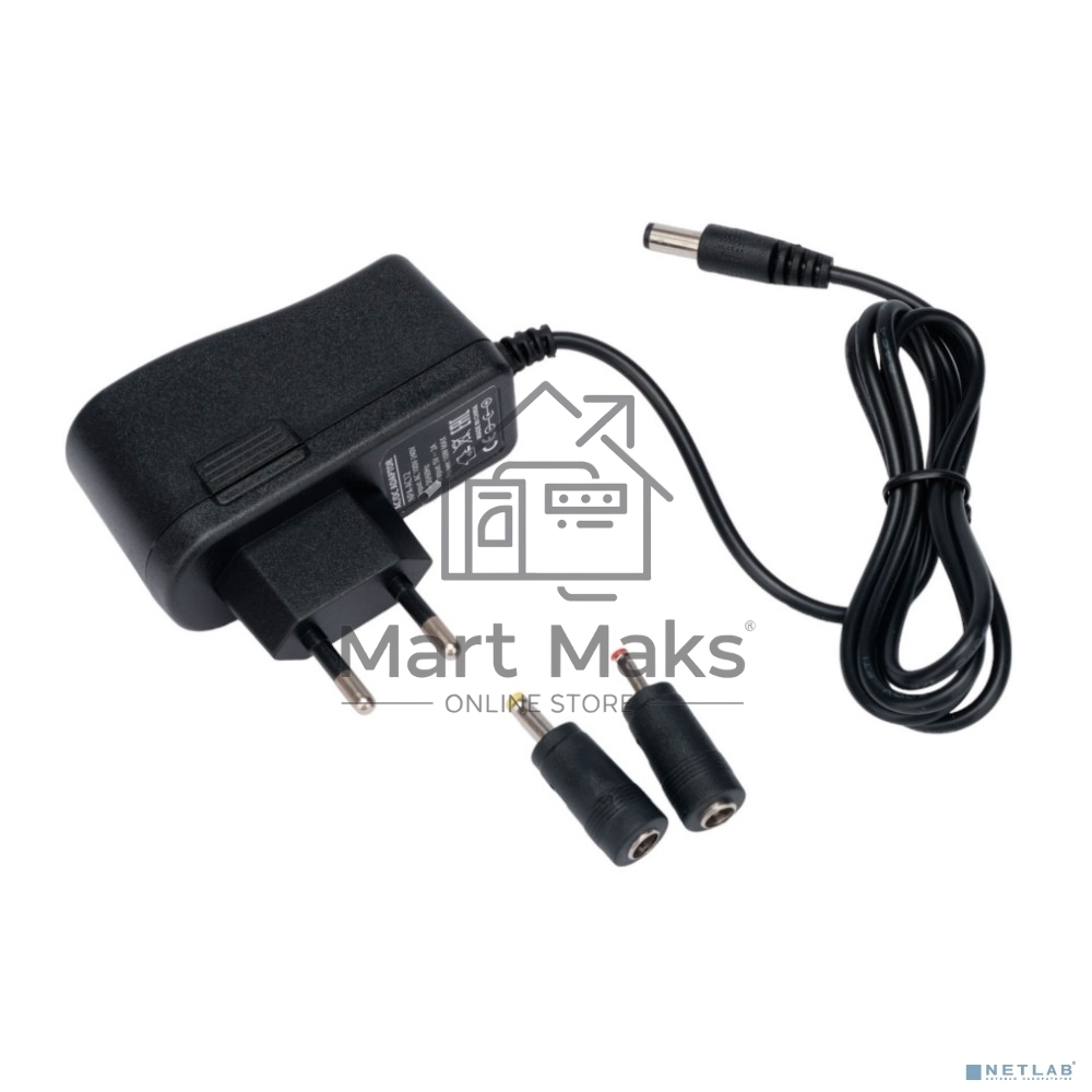 Блок питания узкий Gembird NPA-AC12, 5В/2А, 10Вт, 3 штекера 5,5х2,1+4x1,7+3,5x1,35мм