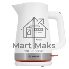 Электрочайник Bosch TWK4M221 белый, 1.7 л, 2400 Вт, скрытый нагревательный элемент
