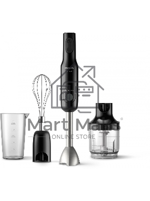 Блендер погружной Philips HR2543/90, 700Вт, 1 скорость, турбо режим, стакан для взбивания, венчик, измельчитель, черный