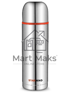 Термос Starwind 20-1000 1 л, серебристый/красный, картонная коробка