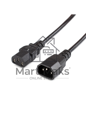 Кабель питания GoPower C14 (m)-C13 (f) 1.8м ПВХ удлинитель черный (1/10/100)