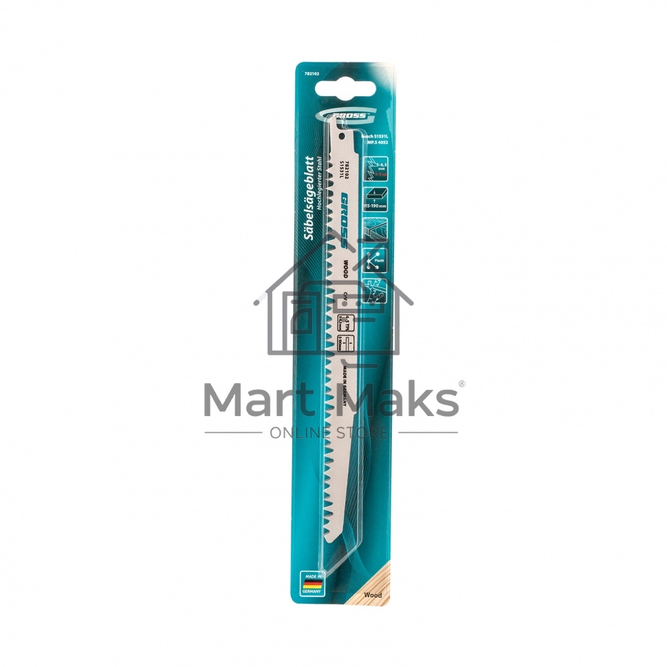 Полотна по дереву для сабельной пилы 4052 - S1531L, 210 x 5-6,5 мм, фигур. рез, 2 шт Gross