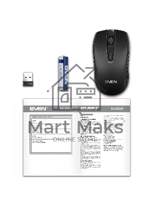 Мышь беспроводная SVEN RX-220W черный, 1600 dpi, радиоканал, USB, кнопки - 4