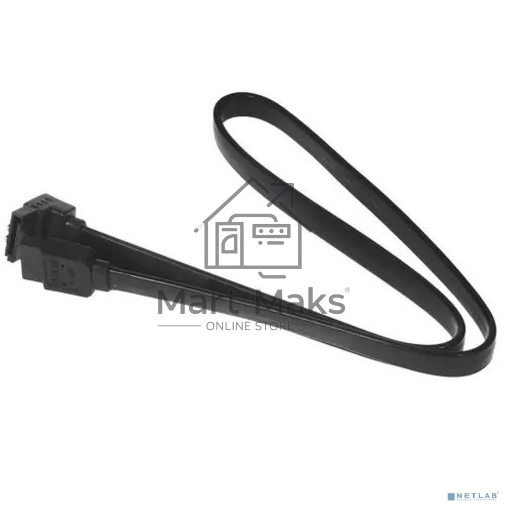 Кабель интерфейсный SATA Cablexpert CC-SATAM-DATA90-BL-50CM, Sata3 7pin/7pin, мет.защелка, угловой разъем, 50 см, черный, пакет