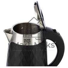 Чайник электрический Homestar HS-1021 1500 Вт, 1.7 л, нержавейка+пластик, черный, двойной корпус