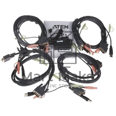 Переключатель KVM ATEN CS1784A-AT-G KVM+Audio+USB 2.0, 1 user USB+DVI => 4 cpu USB+DVI, со шнурами USB 4х1.8м., 2560x1600 60Hz DVI-D Dual Link/2048x