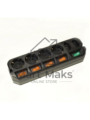 Сетевой удлинитель Most A10 5 м (6 розеток) черный (пакет ПЭ)