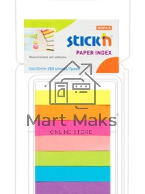 Закладки самоклеящиеся, индексы бумажные Hopax 21618 10x50мм, 7 цветов в упаковке, 40 листов, блистер