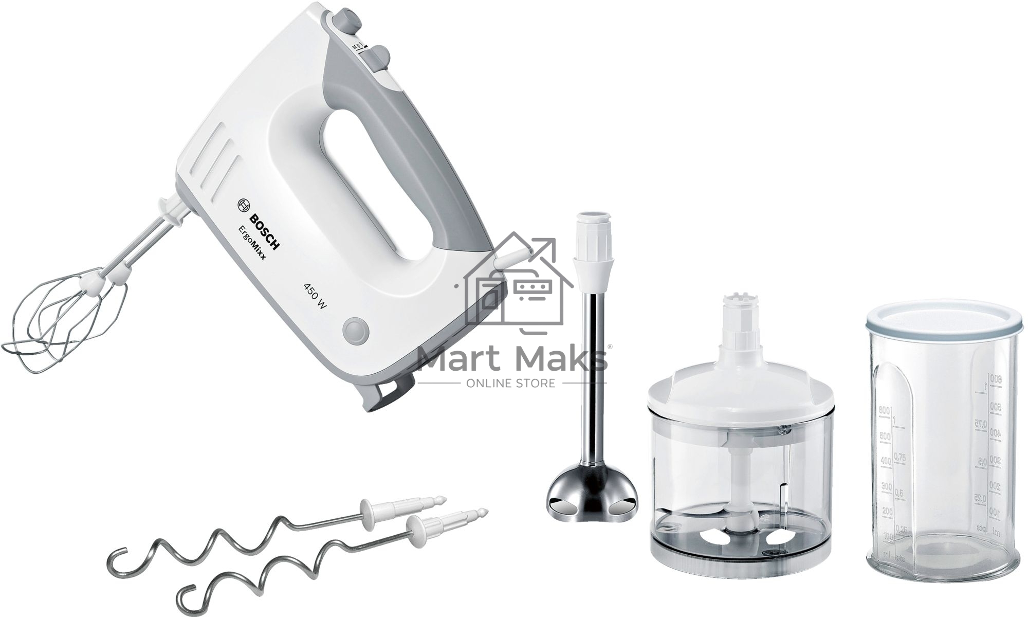 Миксер ручной Bosch MFQ36480 450Вт белый/серый