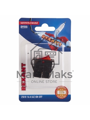 Выключатель клавишный Rexant 250V 16А (4с) ON-OFF красный с подсветкой (RWB-502, SC-767, IRS-201-1) (в упак. 1 шт.)