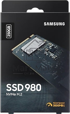 Накопитель SSD Samsung 980, 250GB, PCIe 3.0 x4, M.2 2280, NVMe, R/W 2900/1300