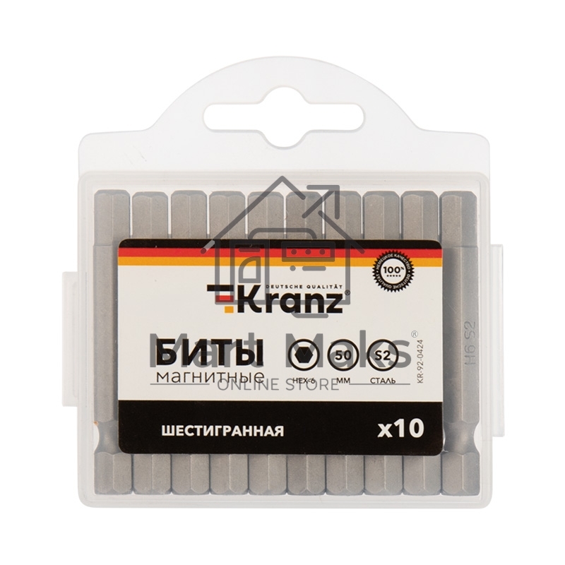 Бита шестигранная HEX-6х50 мм для шуруповерта (упак. 10 шт.) Kranz