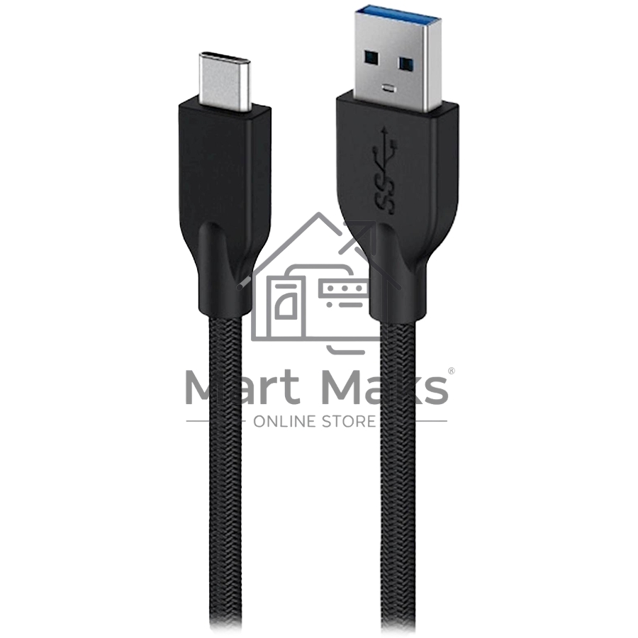 Кабель Genius ACC-A2CC-3A. Выход: USB-A -> USB-C. USB 3.0, плетеный нейлон, 100 см. черный