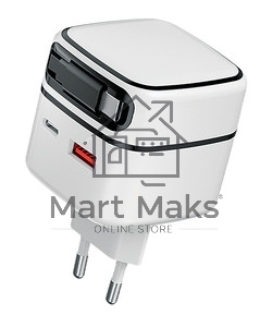 Сетевое зарядное устройство Qumo Energy PD 35Вт (Charger 0092), USB-A QC4 + 2 USB Type-C PD (один встр,кабель), цвет белый