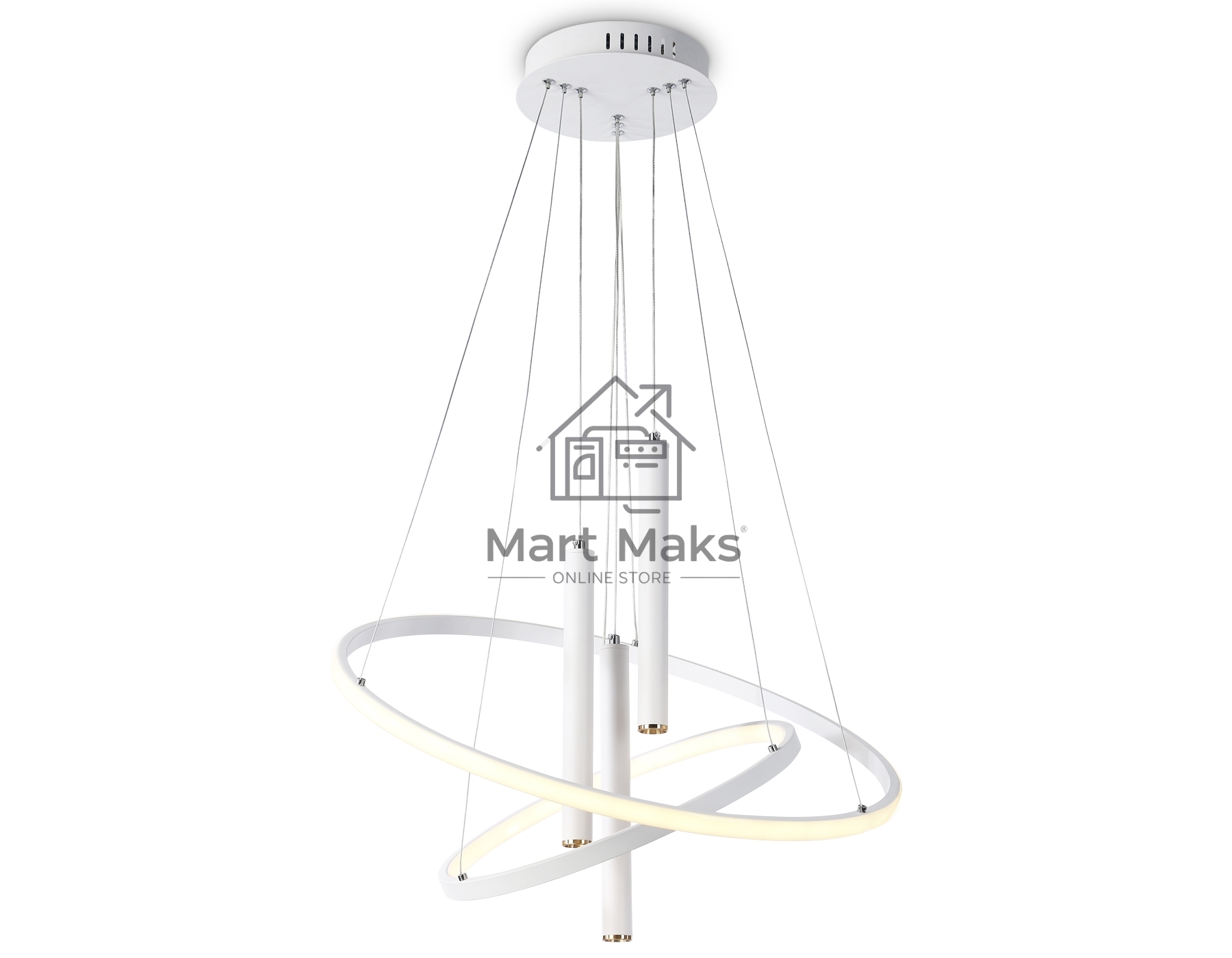 Подвесной светодиодный светильник Ambrella light FL5371/2+3 WH белый 93W 3000K/4200K/6400K+4200K D600/400*1200 (ПДУ ИК)