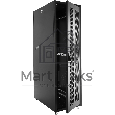 Шкаф серверный напольный ЦМО ШТК-Э, IP20, 42U, 1987х600х1000 мм (ВхШхГ), дверь: перфорация, боковая панель: сплошная, разборный, цвет: чёрный
