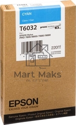 Картридж струйный EPSON T6032 (C13T603200) голубой (220 мл) для Stylus 7800, 7880, 9800, 9880