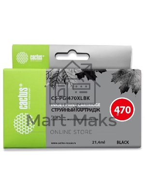 Картридж струйный Cactus CS-PGI470XLBK черный (21.4 мл) для Canon Pixma MG5740/MG6840/MG7740/TS5040/6040/8040/9040