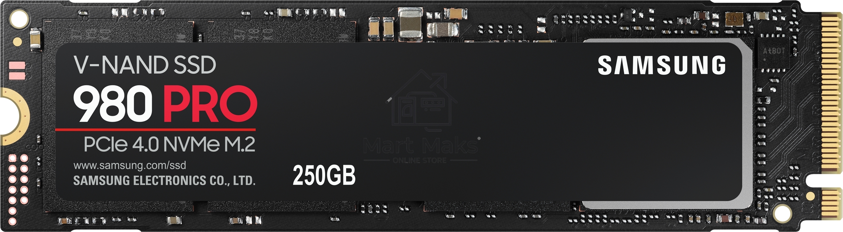 Накопитель SSD Samsung 980 PRO, 250GB, PCIe 4.0 x4, M.2 2280, NVMe, R/W 6400/2700