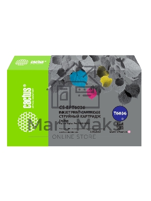 Картридж струйный Cactus CS-EPT6036 (T6036) светло-пурпурный пигментный (220 мл) для Epson Stylus PRO 7880/9880