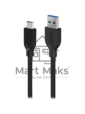 Кабель Genius ACC-A2CC-3A. Выход: (USB-A -> USB-C). USB 3.0, плетеный нейлон, 150 см. черный