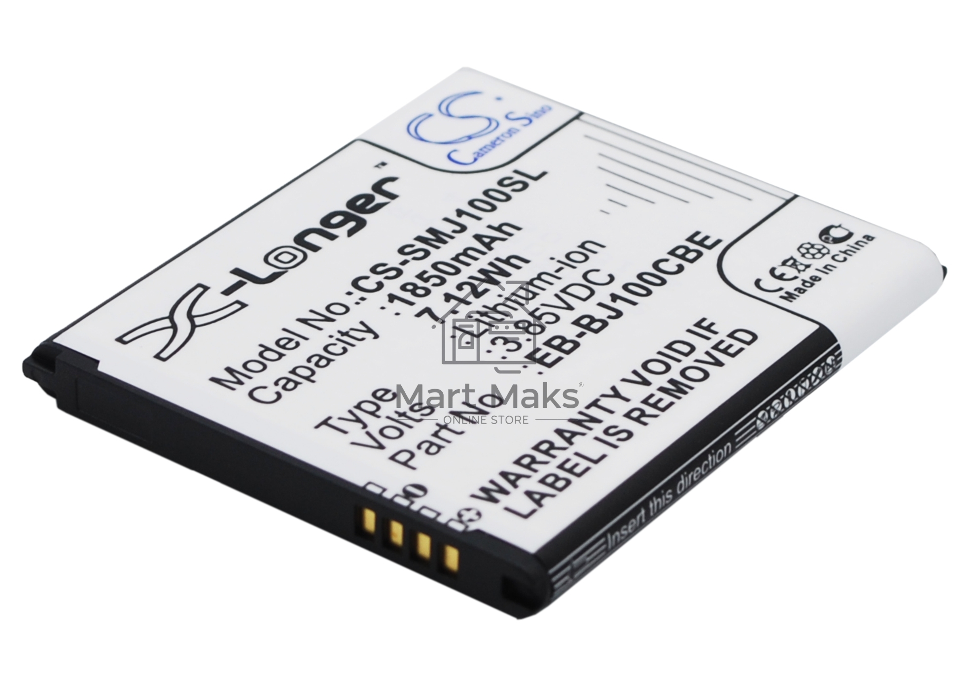 Аккумулятор CameronSino CS-SMJ100SL EB-BJ100BBE, EB-BJ100BCE для Samsung Galaxy J1 SM-J100F 3.85V / 1850mAh