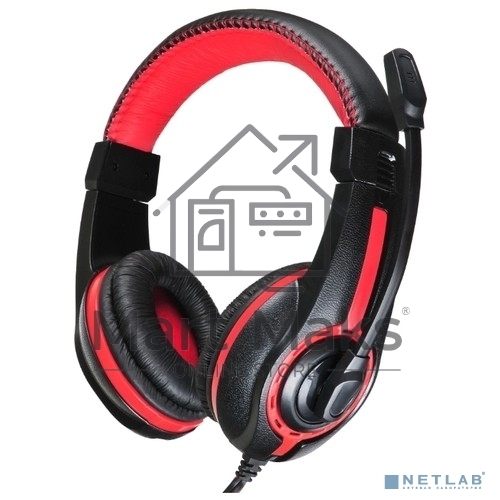Наушники с микрофоном Oklick HS-L200 черный/красный 2м мониторы оголовье (Y-819)