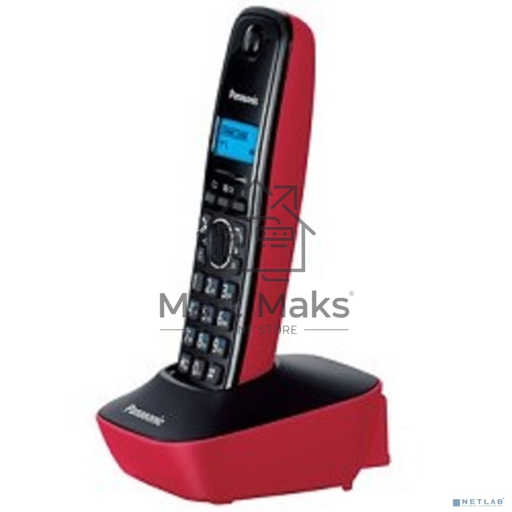 Телефон беспроводной (DECT) Panasonic KX-TG1611RUR (красный) АОН, Caller ID,12 мелодий звонка,подсветка дисплея,поиск трубки