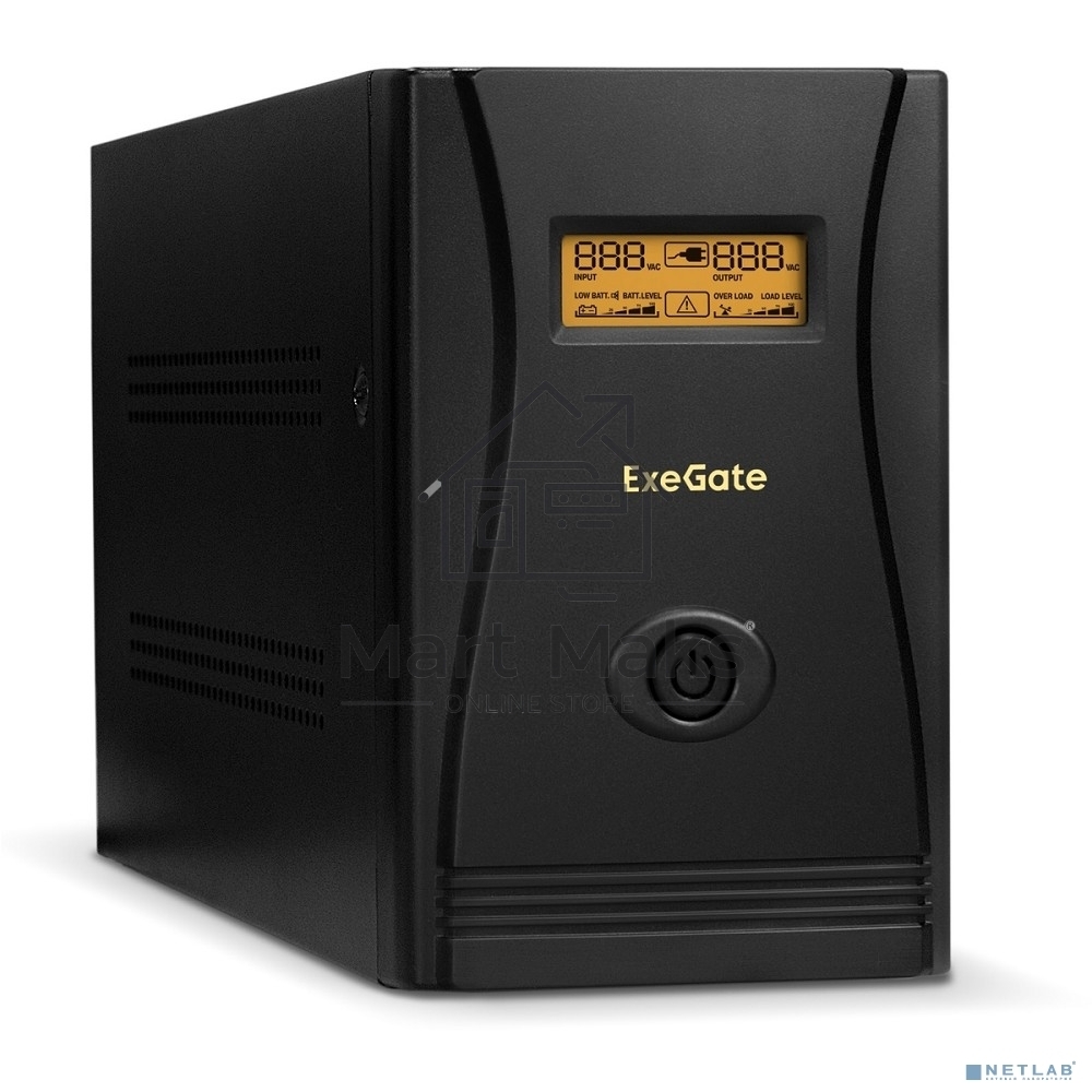 Источник бесперебойного питания ExeGate SpecialPro Smart LLB-1200.LCD.AVR.4SH.USB 1200VA/750W, LCD, AVR, 4*Schuko, USB, черный