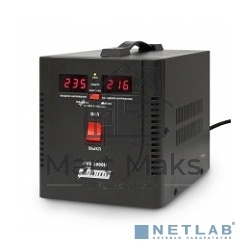 Стабилизатор напряжения Powerman AVS-D Voltage Regulator 2000VA, Digital Indication, 2x Schuko Outlets, 1m Power Cord, 230V, 1 year warranty, Black 