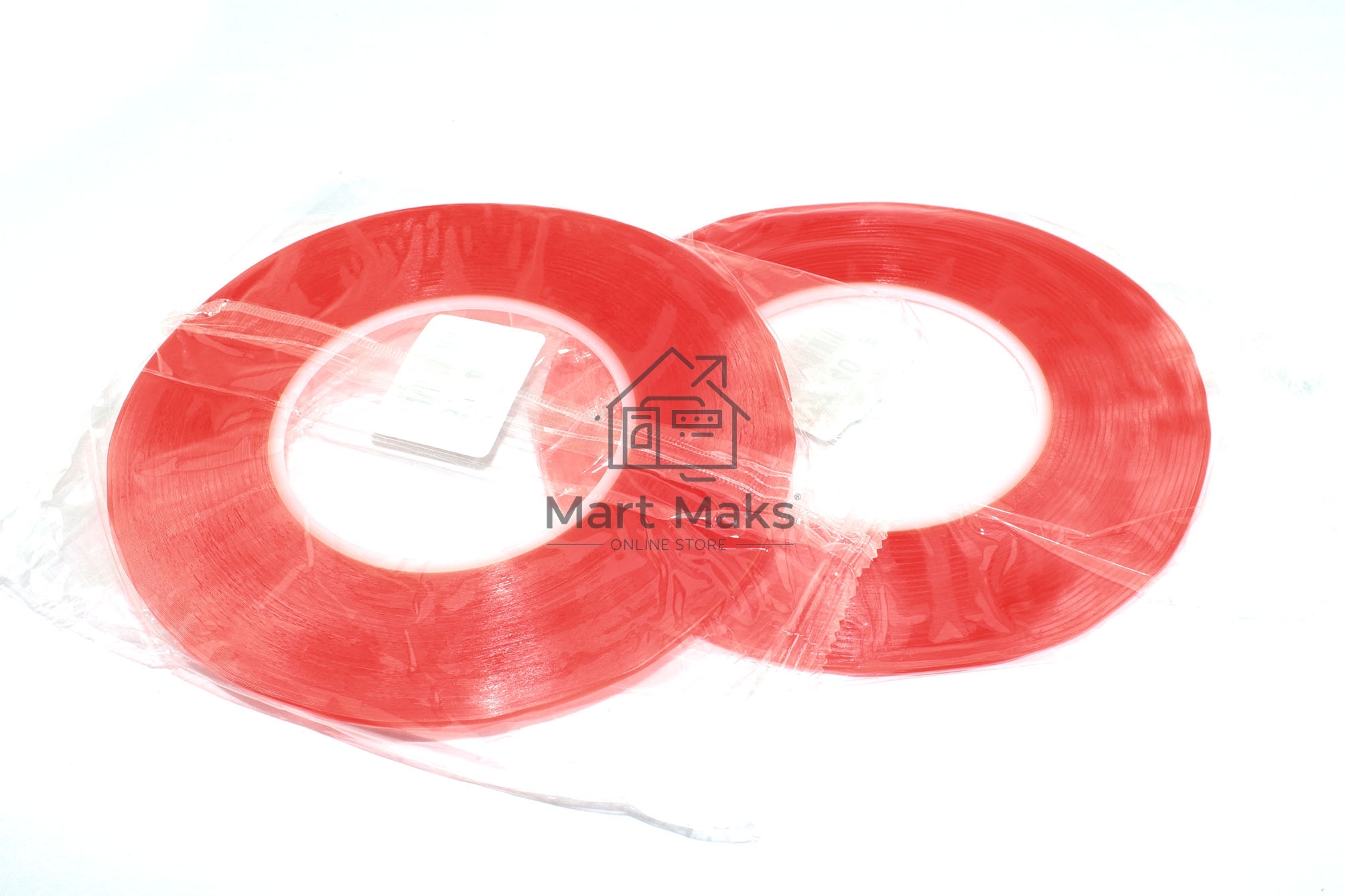 Скотч двусторонний прозрачный 3M с красной защитной лентой ширина 2 мм 50 м 2 шт. 112205