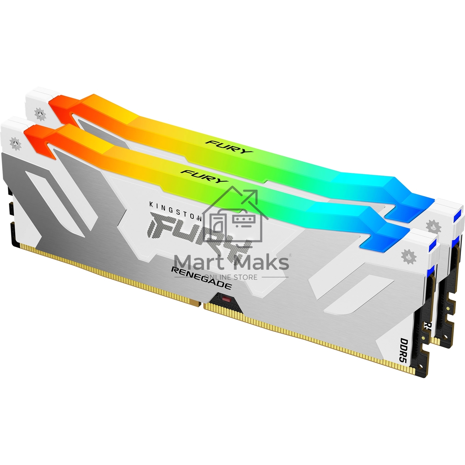 Оперативная память Kingston Fury Renegade, DDR5, 32GB (2x16GB), 8000MHz, CL38, DIMM, радиатор, RGB, белый