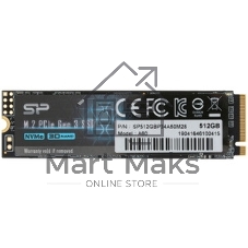 Накопитель SSD Silicon Power P34A60, 512Gb, M.2 2280, PCIe 3.0 x4, NVMe, R/W 2200/1600