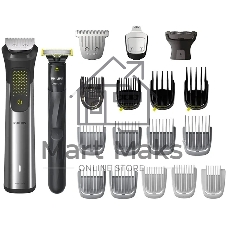 Триммер Philips Series 9000 MG9553/15 серебристый/черный 5Вт (насадок в компл:16шт)