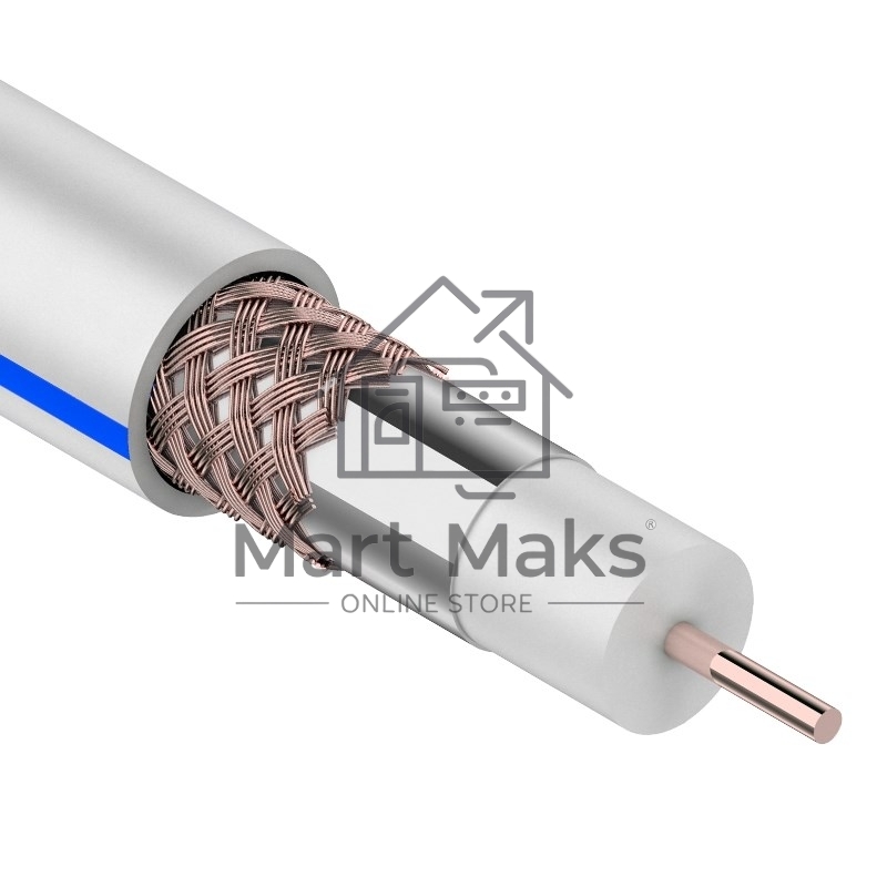 Кабель коаксиальный Rexant DG 113, Cu/Al/Cu, 75%, 75 Ом, бухта 100 м, белый