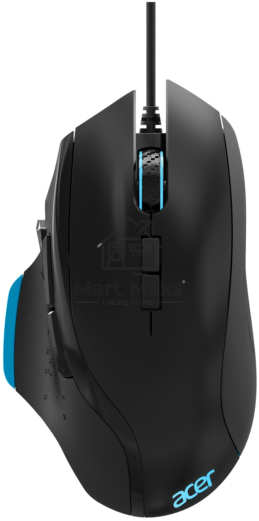 Мышь проводная Acer OMW123 черный, 6400 dpi, USB, кнопки - 8