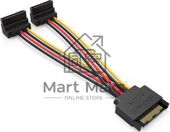 Кабель питания-разветвитель Vention SATA 15pin M / 2 x SATA 15pin F угол 90 - 0.15м KDBBB