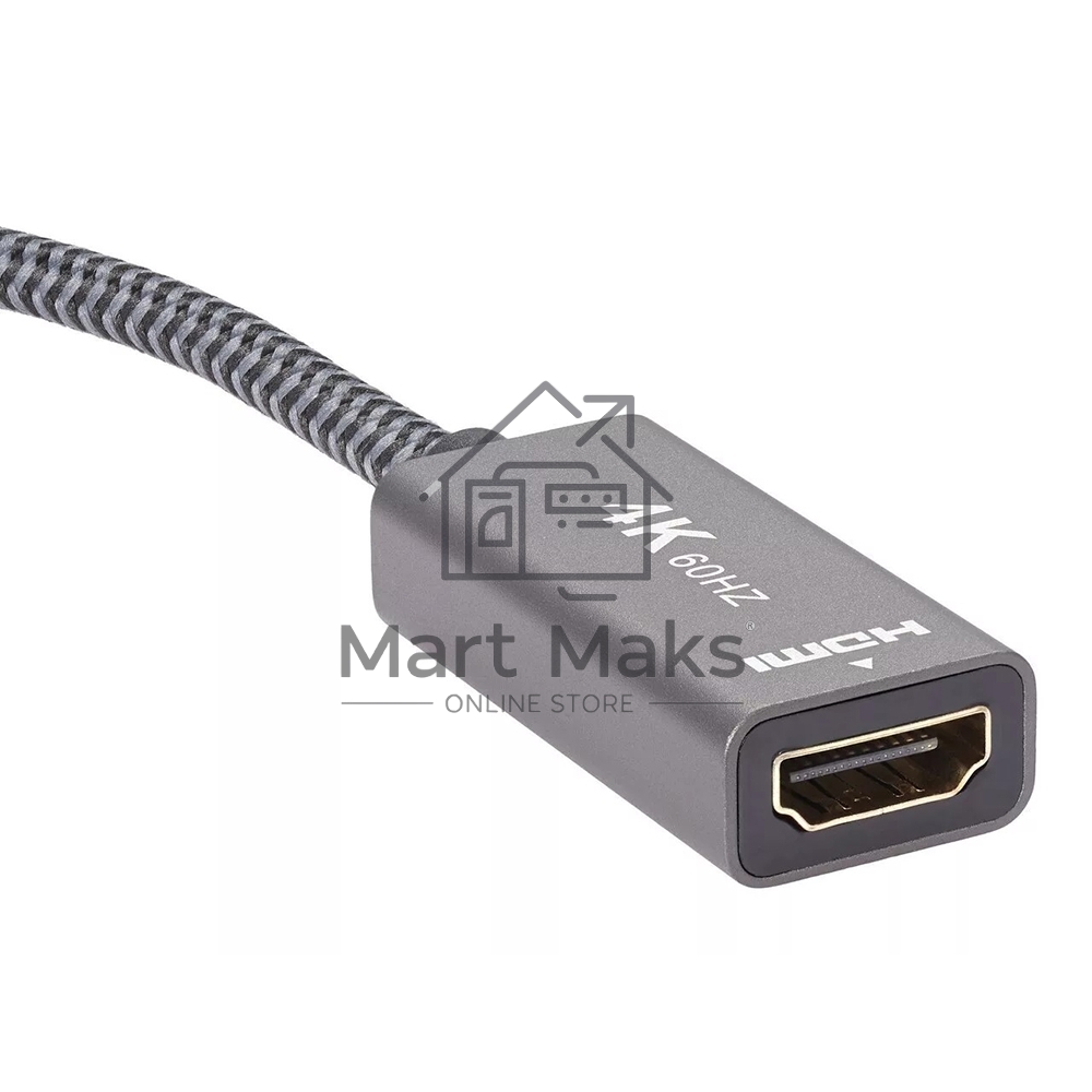 Адаптер miniDP --> HDMI-F 0.15м, оплетка, 4K@60Hz, Telecom (TA565)