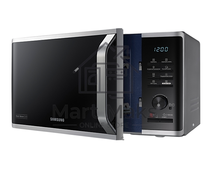 Микроволновая печь Samsung MG-23K3575AS черный /серебристый, 23 л, 800 Вт, переключатели - кнопки/поворотный механизм