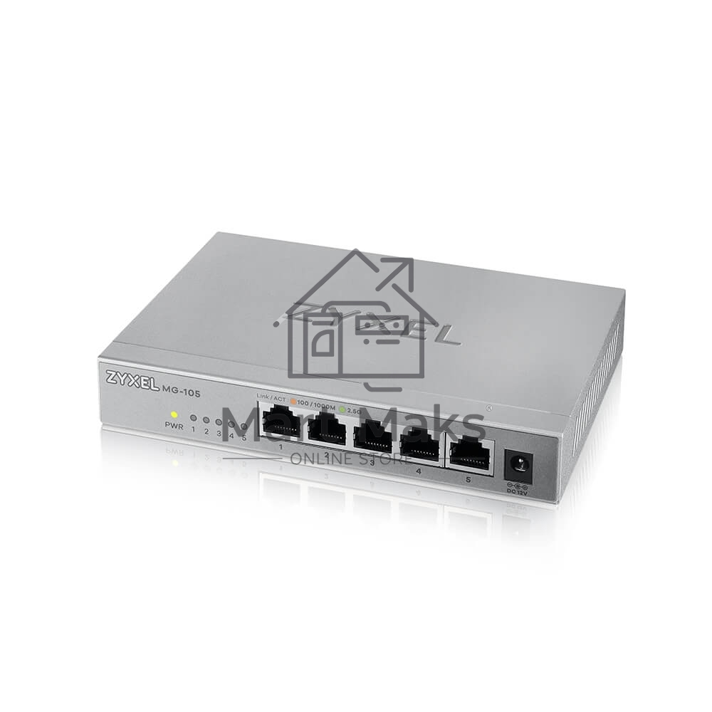Мультигигабитный коммутатор Zyxel MG-105, 5x1/2,5GE, настольный, бесшумный