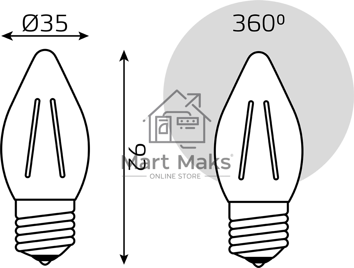 Лампа Filament Свеча 7W 550lm 2700К Е27 LED 1/10/50