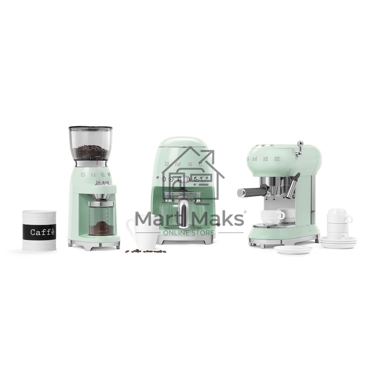 Кофемолка SMEG CGF01PGEU, пастельный зеленый