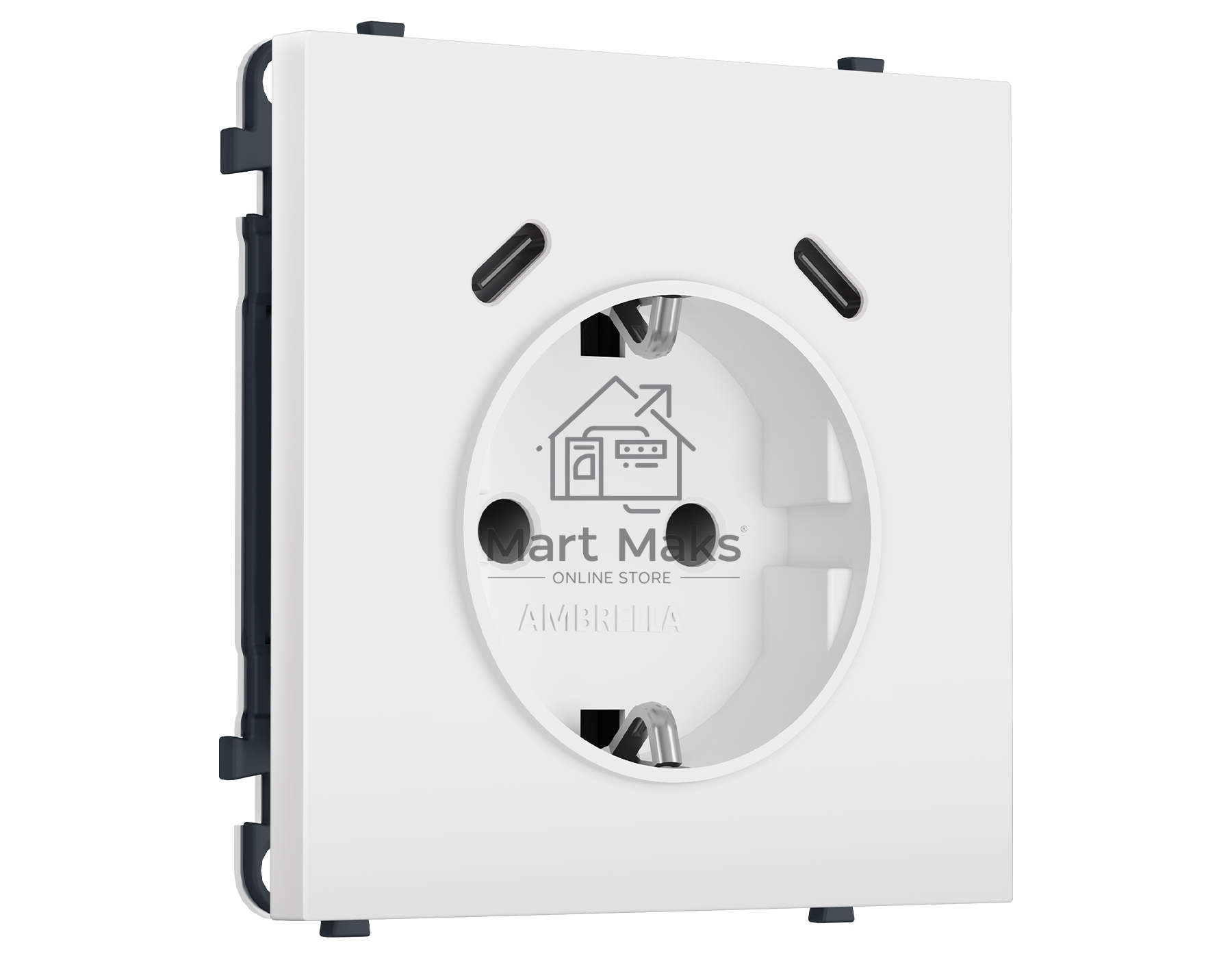 Комплект механизма электрической розетки SIGMA Белый матовый 2USB С+C 20W (быст. зар.) с/з с/ш 16A-250V QUANT PRO (SP1305, PR165)