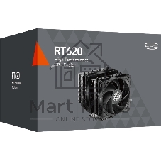 Кулер для процессора PCCooler RT620 BK (250W, 4-pin PWM, 157mm, Al/Cu, 6x6mm, 2x120mm, 73.32CFM, 34.9dBA, 2200RPM, S: 1851/1700/1200/115X, AM5/AM4, black)